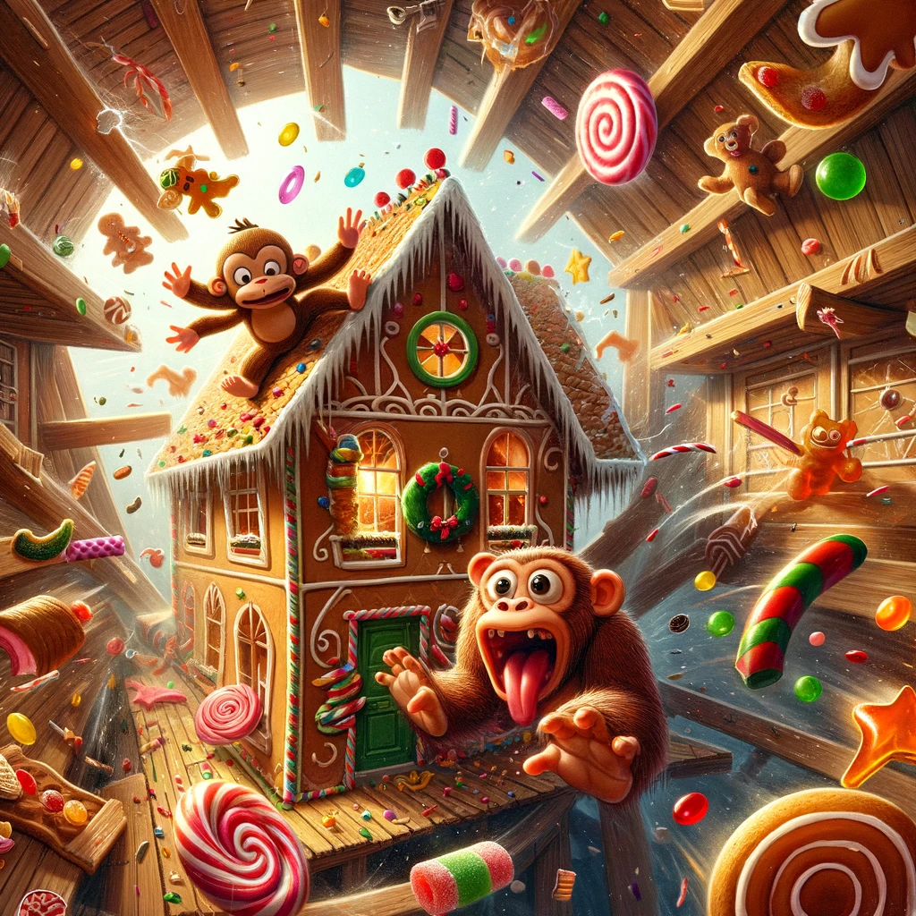Chaotic Scene in the Spinning Gingerbread House