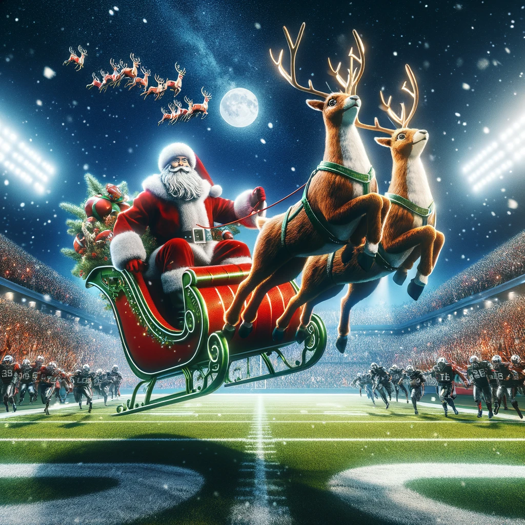 Santa Claus Arriving at the Football Game