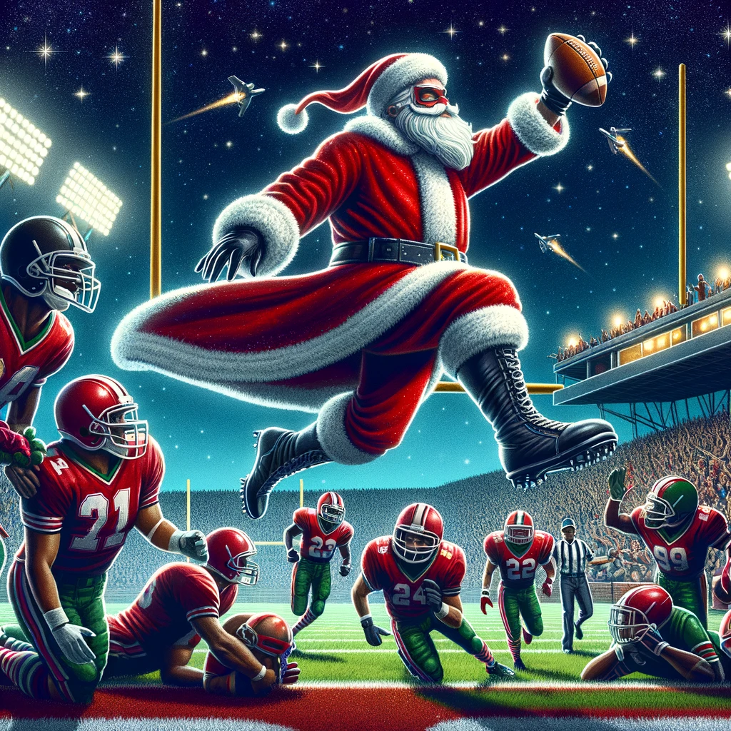 Santa Claus Scoring a Touchdown